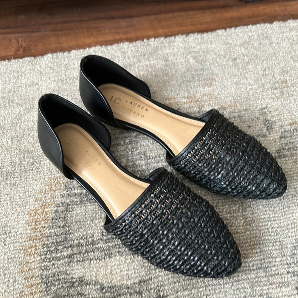 Lauren Conrad Black Woven Flats